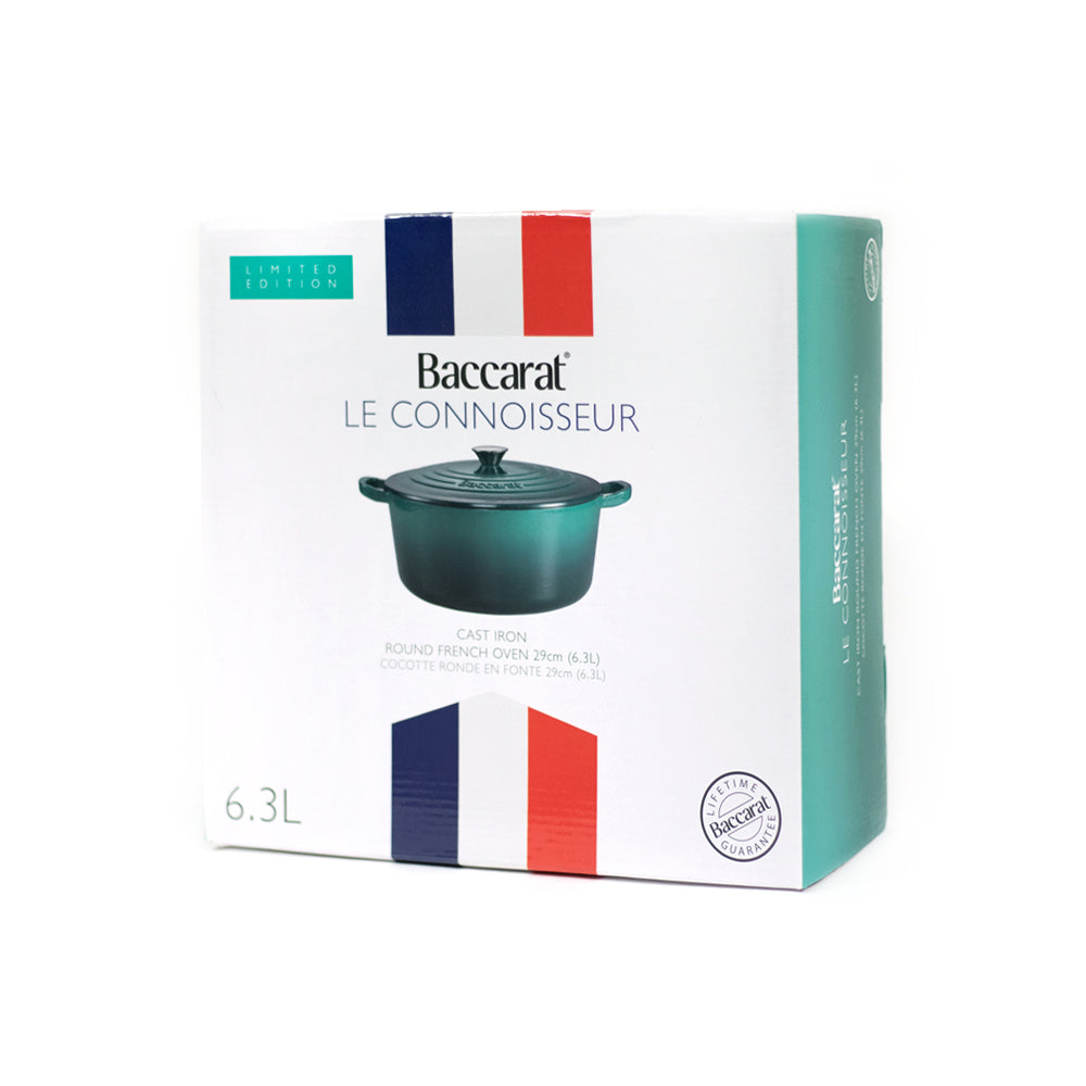 Baccarat Le Connoisseur Cast Iron Round French Oven 29cm 6.3L Teal