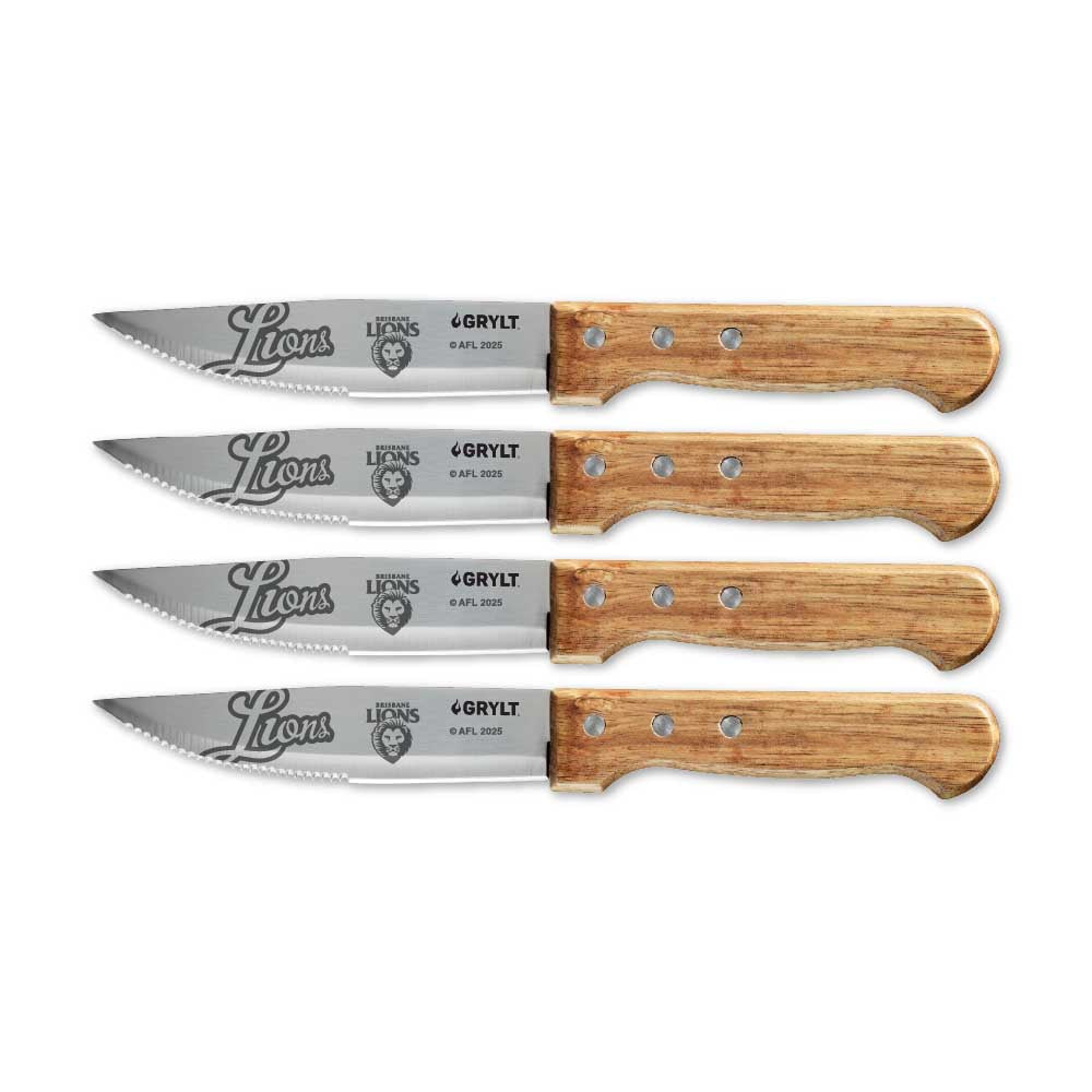 GRYLT Jumbo 4 Piece Steak Knife Set AFL Brisbane Lions at Baccarat