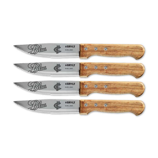 GRYLT Jumbo 4 Piece Steak Knife Set AFL Carlton Blues at Baccarat