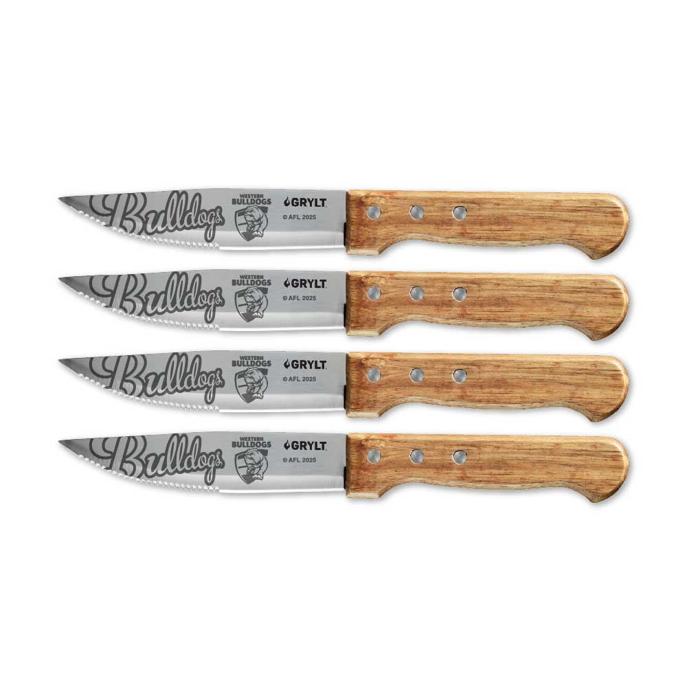 GRYLT Jumbo 4 Piece Steak Knife Set AFL Western Bulldogs at Baccarat