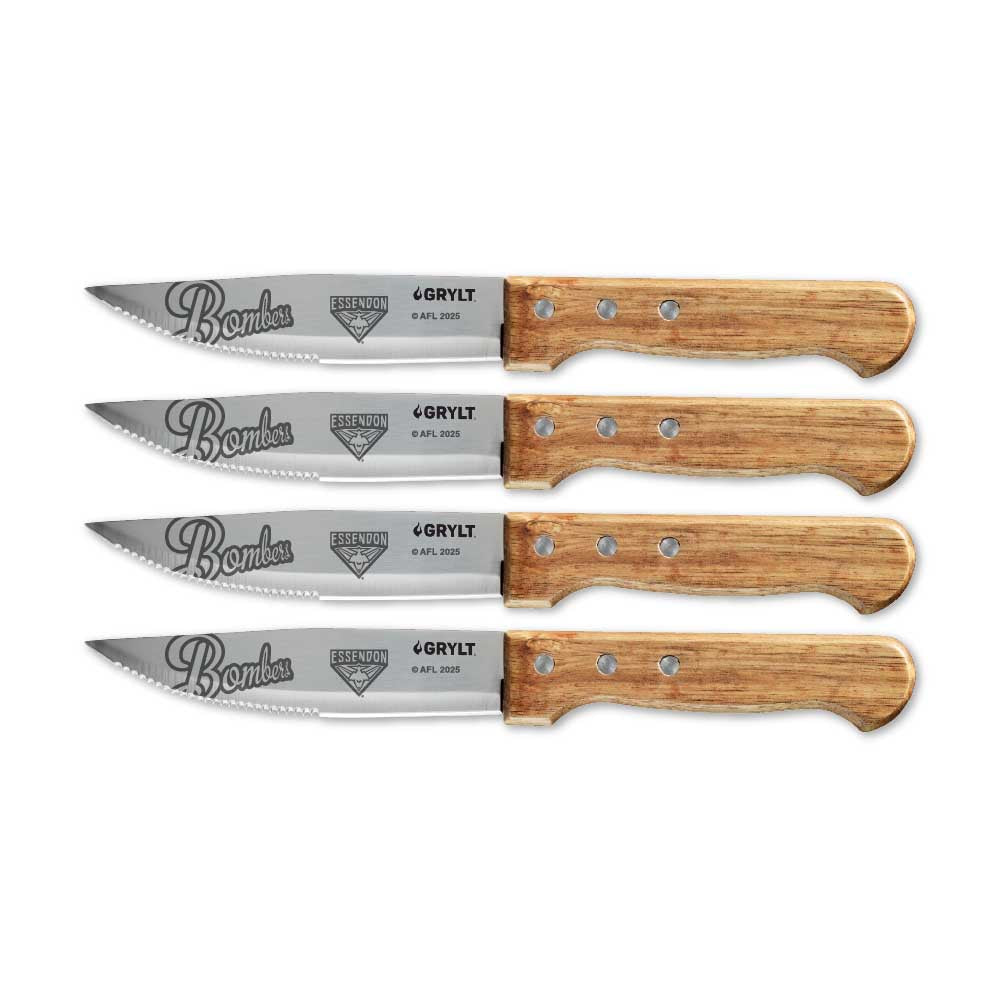 GRYLT Jumbo 4 Piece Steak Knife Set AFL Essendon Bombers at Baccarat