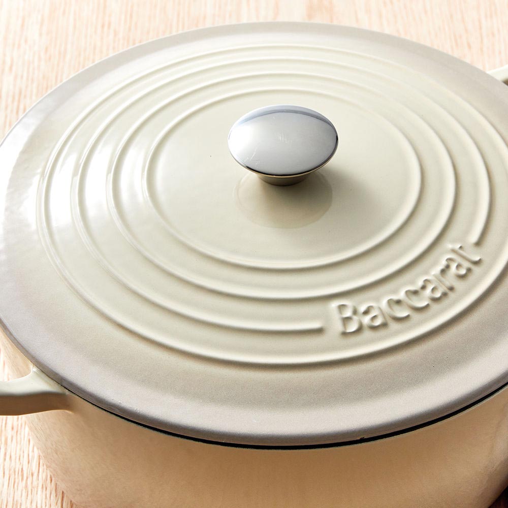 Baccarat Le Connoisseur Cast Iron Round French Oven 29cm 6.3L Cream