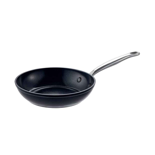A sleek frying pan with a long handle black non-stick frying pan - Baccarat damashiro emperor makoto