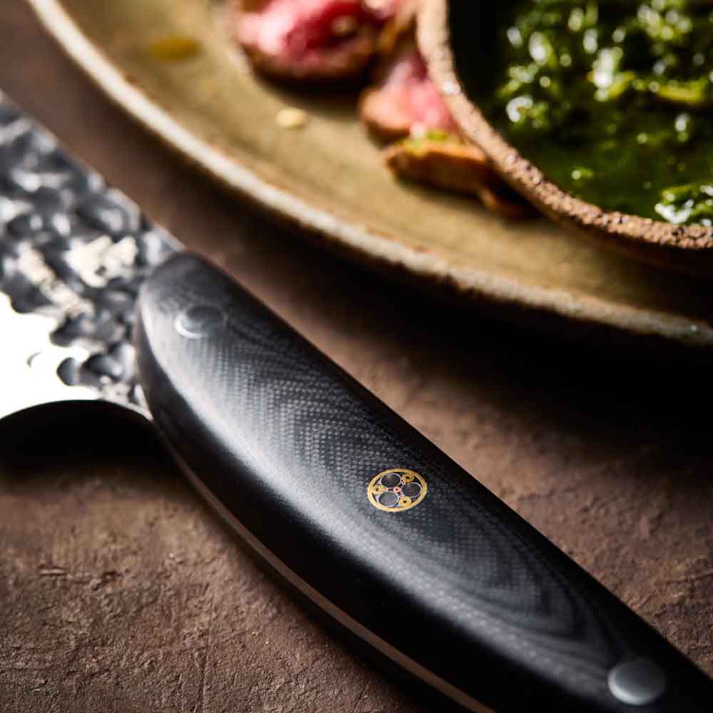 Baccarat KUROI KIBA Chefs Knife 20cm detail image of handle at Baccarat