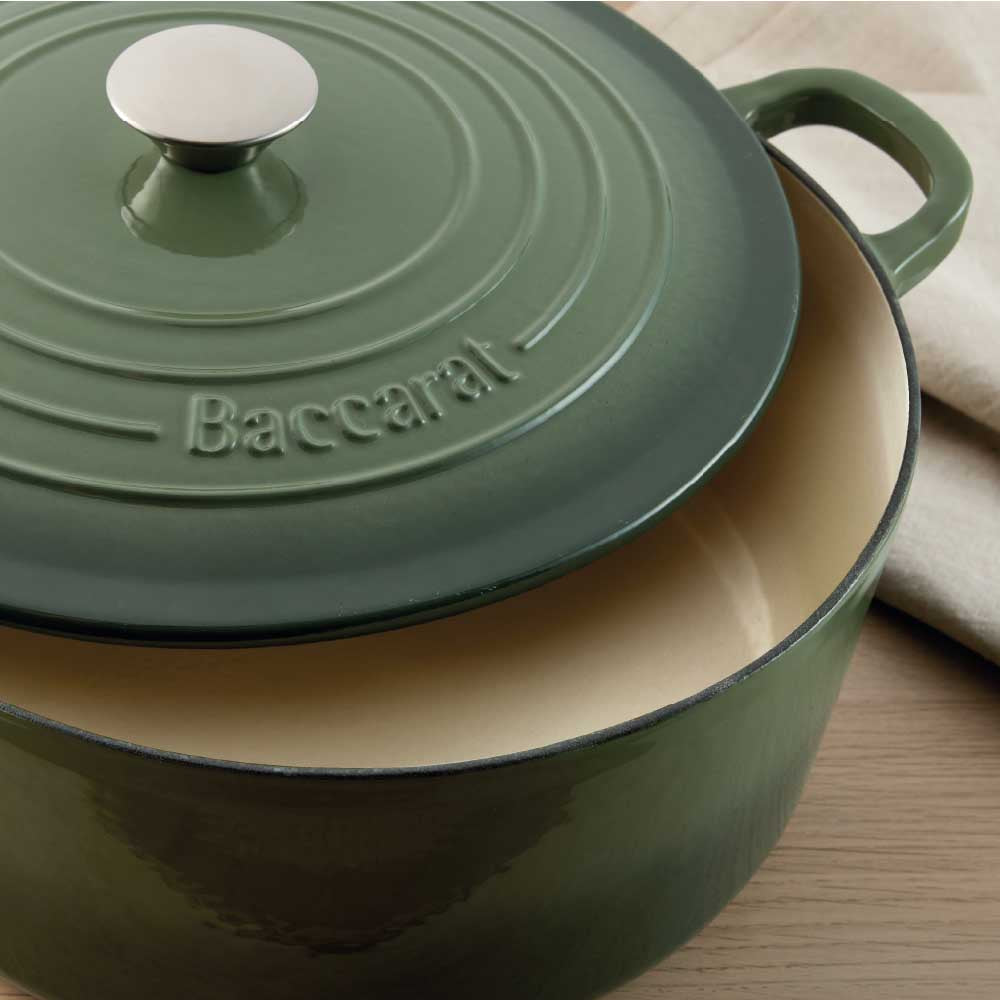 Baccarat Le Connoisseur Cast Iron Round French Oven 6.3L Sage Green at Baccarat