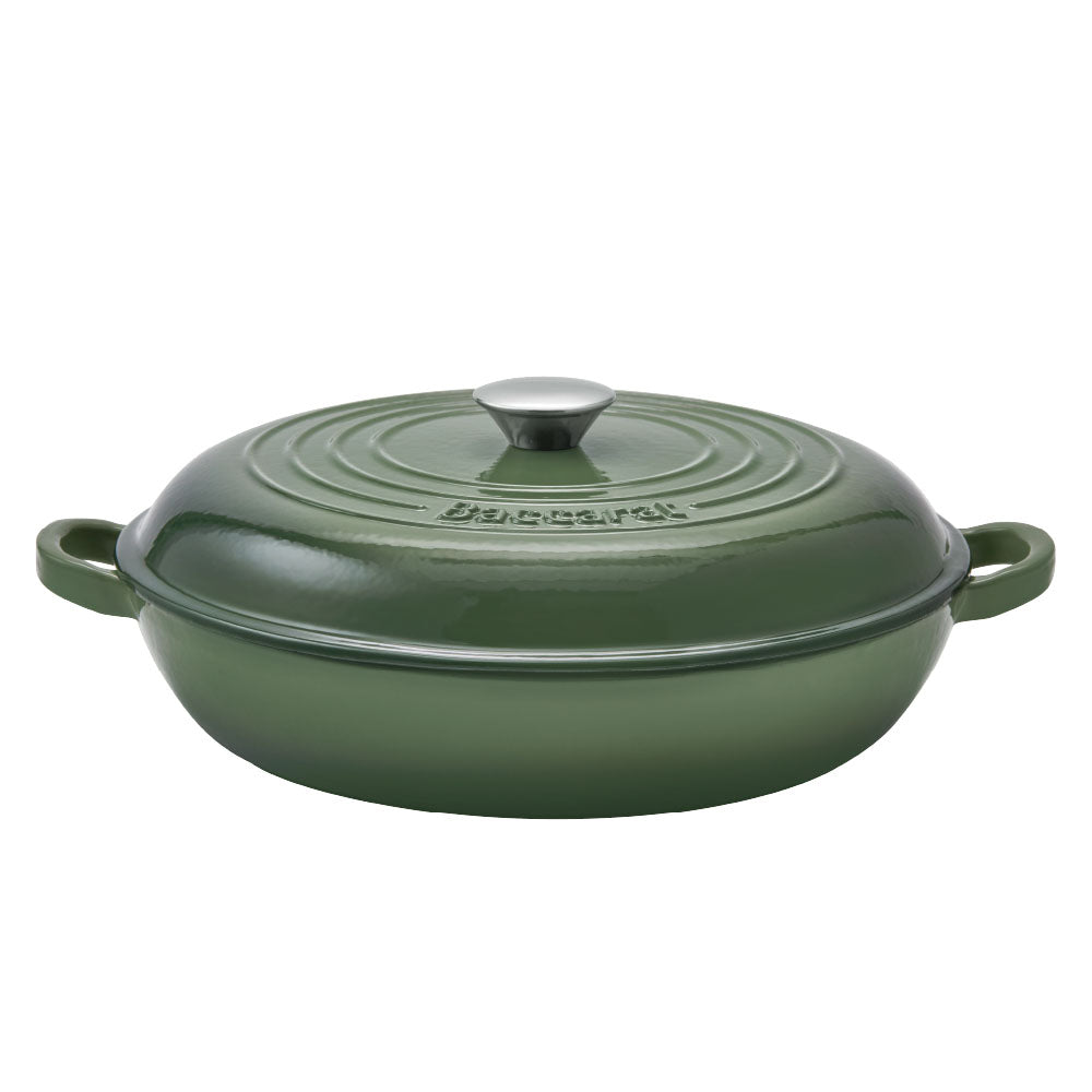 Baccarat Le Connoisseur Cast Iron Round French Saute Pan 31cm Sage Green at Baccarat