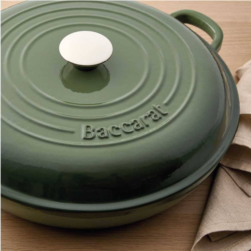 Baccarat Le Connoisseur Cast Iron Round French Saute Pan 31cm Sage Green at Baccarat