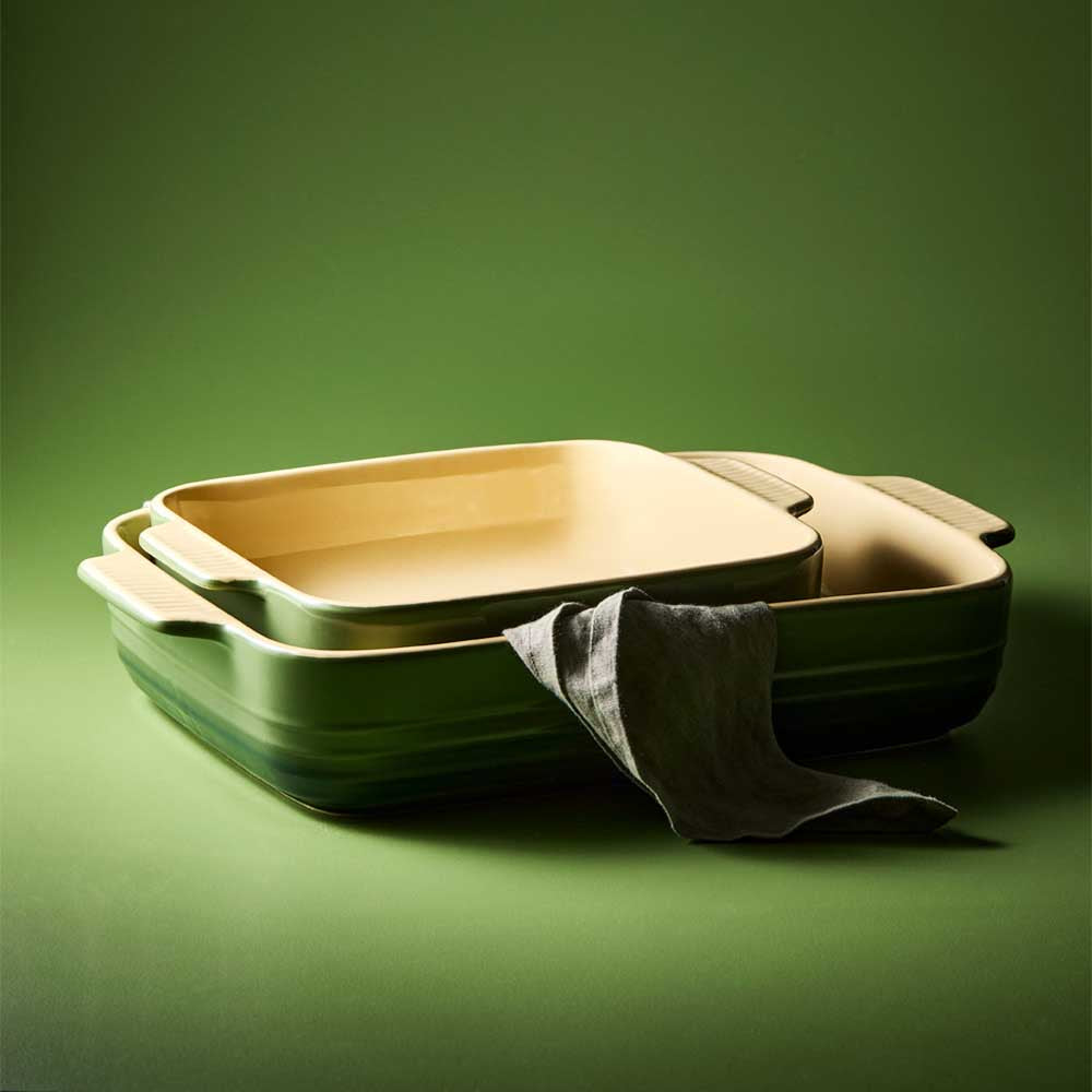Green stoneware square baking dish and lasagne dish - Baccarat