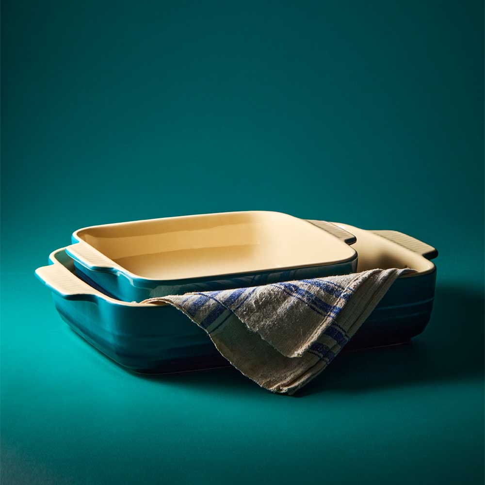 Blue stoneware square baking dish and lasagne dish - Baccarat