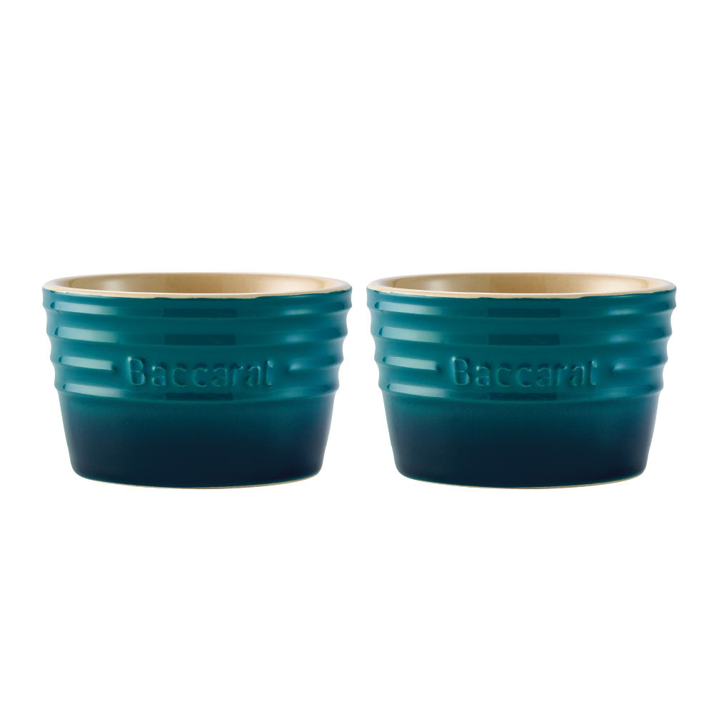 Baccarat Le Connoisseur Set of 2 Stoneware Ramekins 9cm Lagoon Blue at Baccarat
