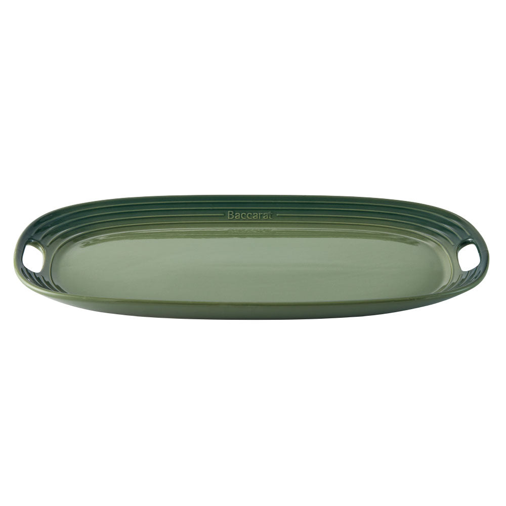 Baccarat Le Connoisseur Oval Platter 40cm Sage Green at Baccarat