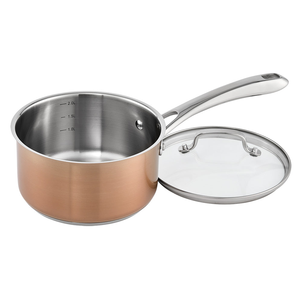 Baccarat SIGNATURE Stainless Steel 6 Piece Cookware Set Copper with saucepan with inner capacity markings at Baccarat
