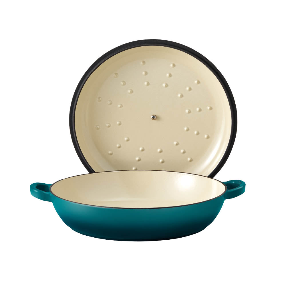 Baccarat Le Connoisseur Cast Iron French Saute Pan 31cm Lagoon Blue