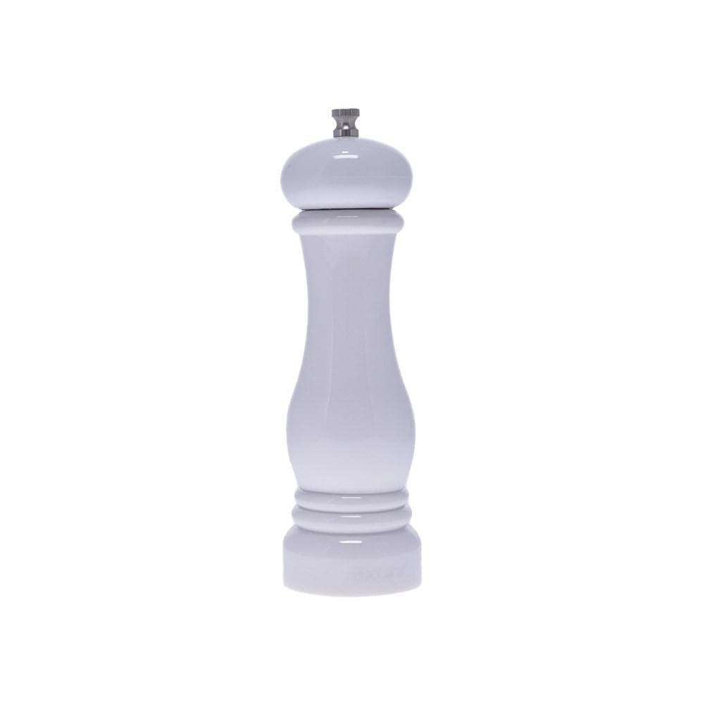A flat lay of a sleek salt and pepper grinder in white and elegant design - Baccarat Le Connoisseur